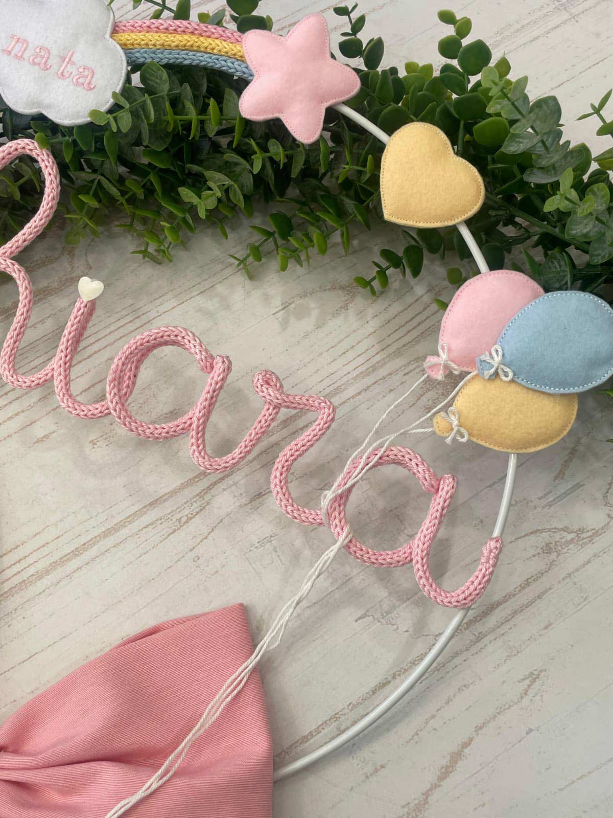Fiocco Nascita Rosa con Nome in Tricotin e Orsetta Ballerina - immagine 12