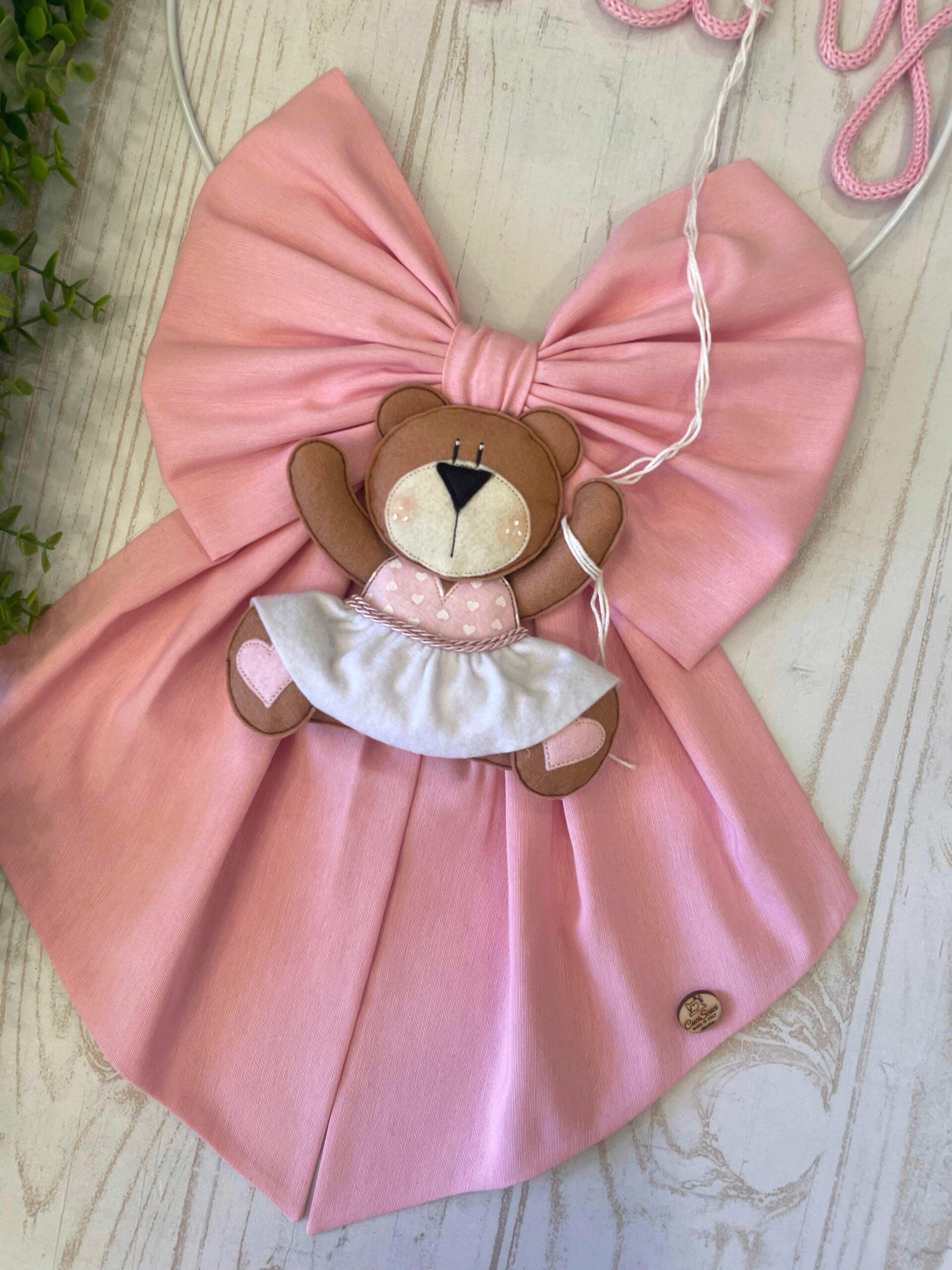Fiocco Nascita Rosa con Nome in Tricotin e Orsetta Ballerina - immagine 16