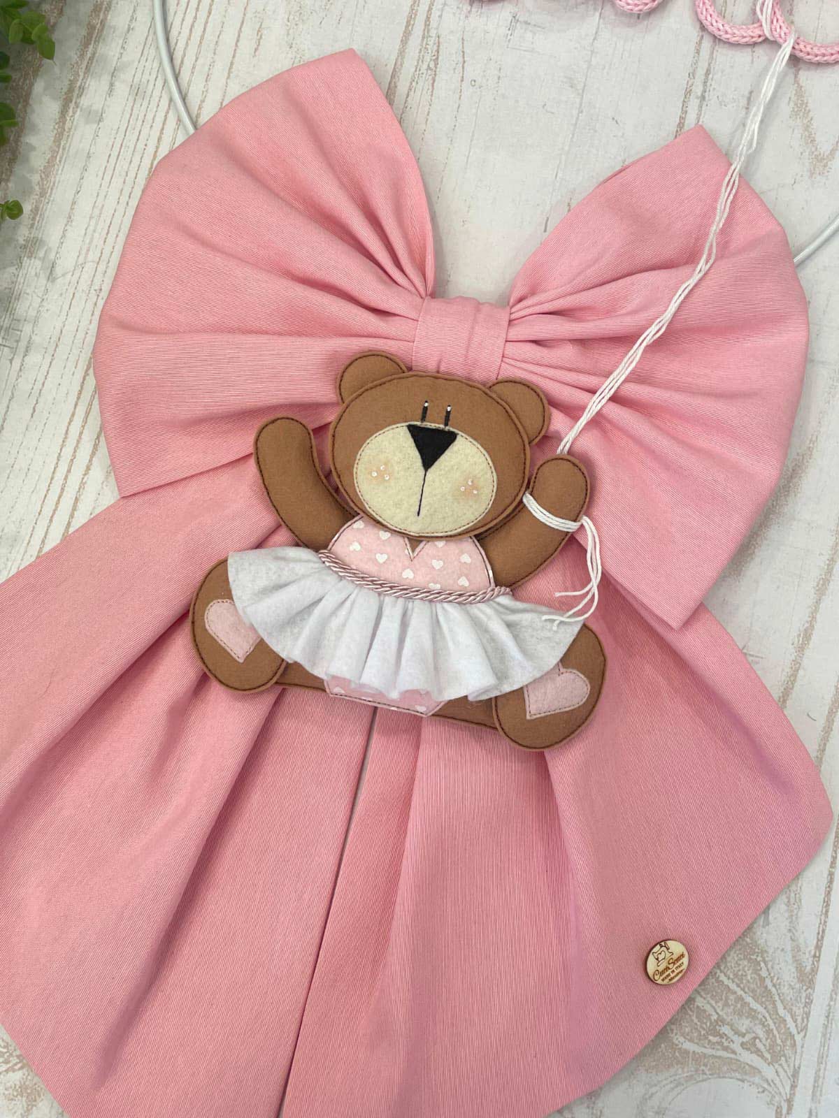 Fiocco Nascita Rosa con Nome in Tricotin e Orsetta Ballerina - immagine 13