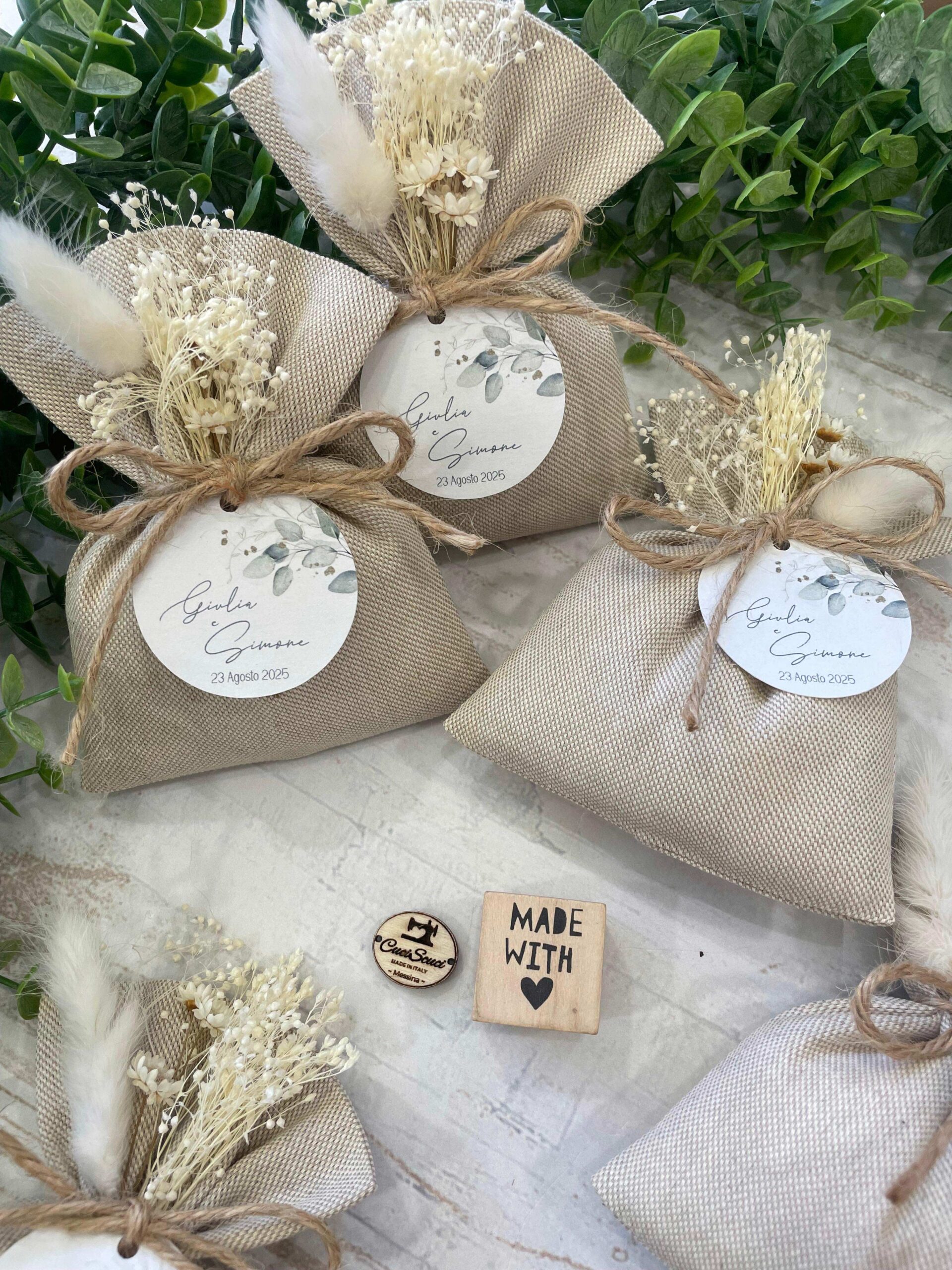 Sacchetto Sartoriale Colore Naturale con Fiori Essiccati - immagine 28