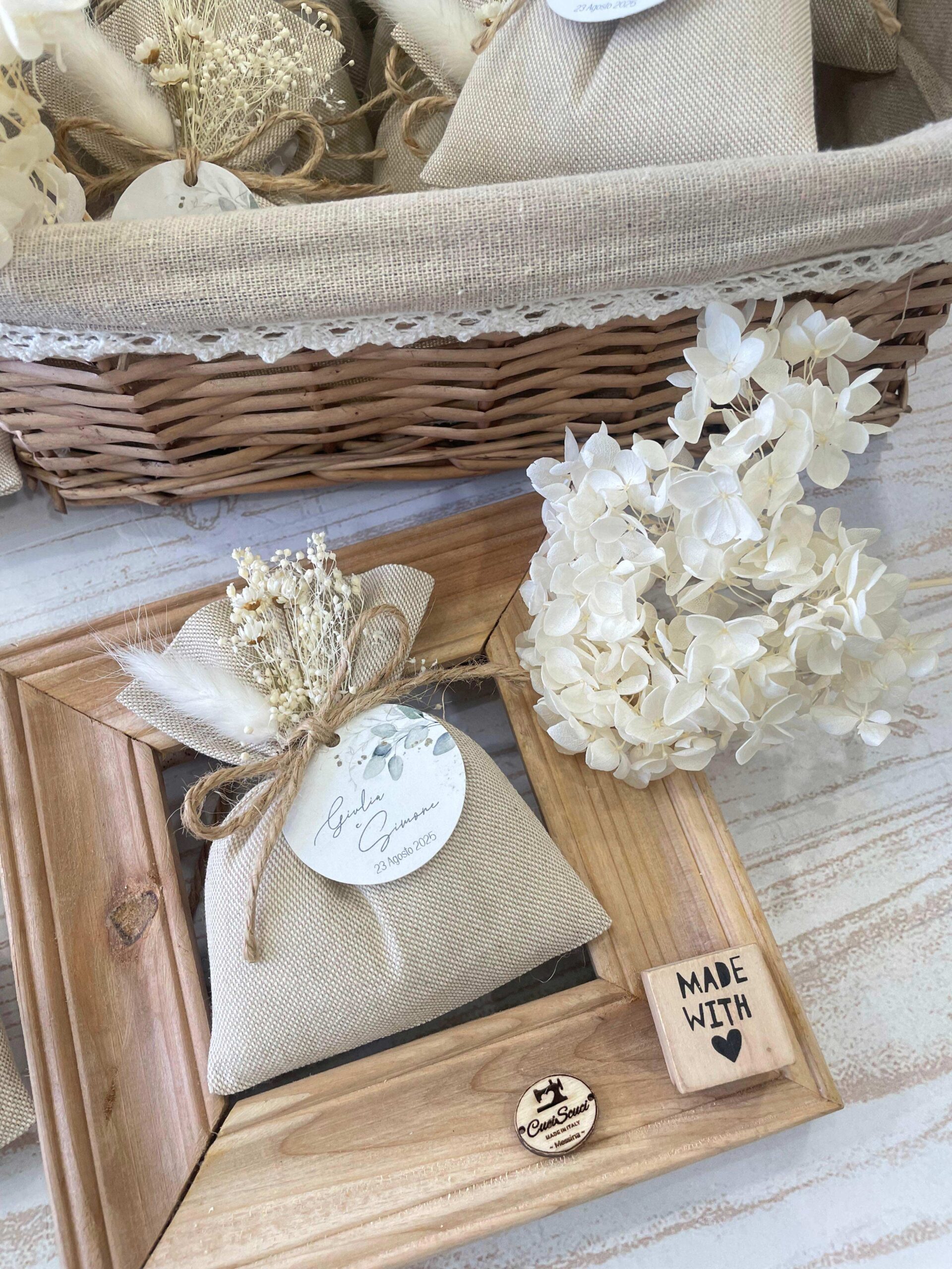 Sacchetto Sartoriale Colore Naturale con Fiori Essiccati - immagine 31