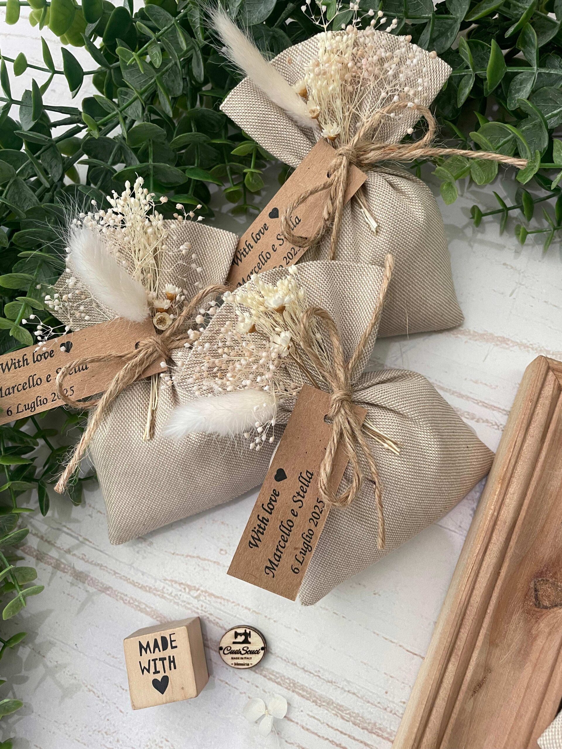 Sacchetto Sartoriale Colore Naturale con Fiori Essiccati - immagine 26