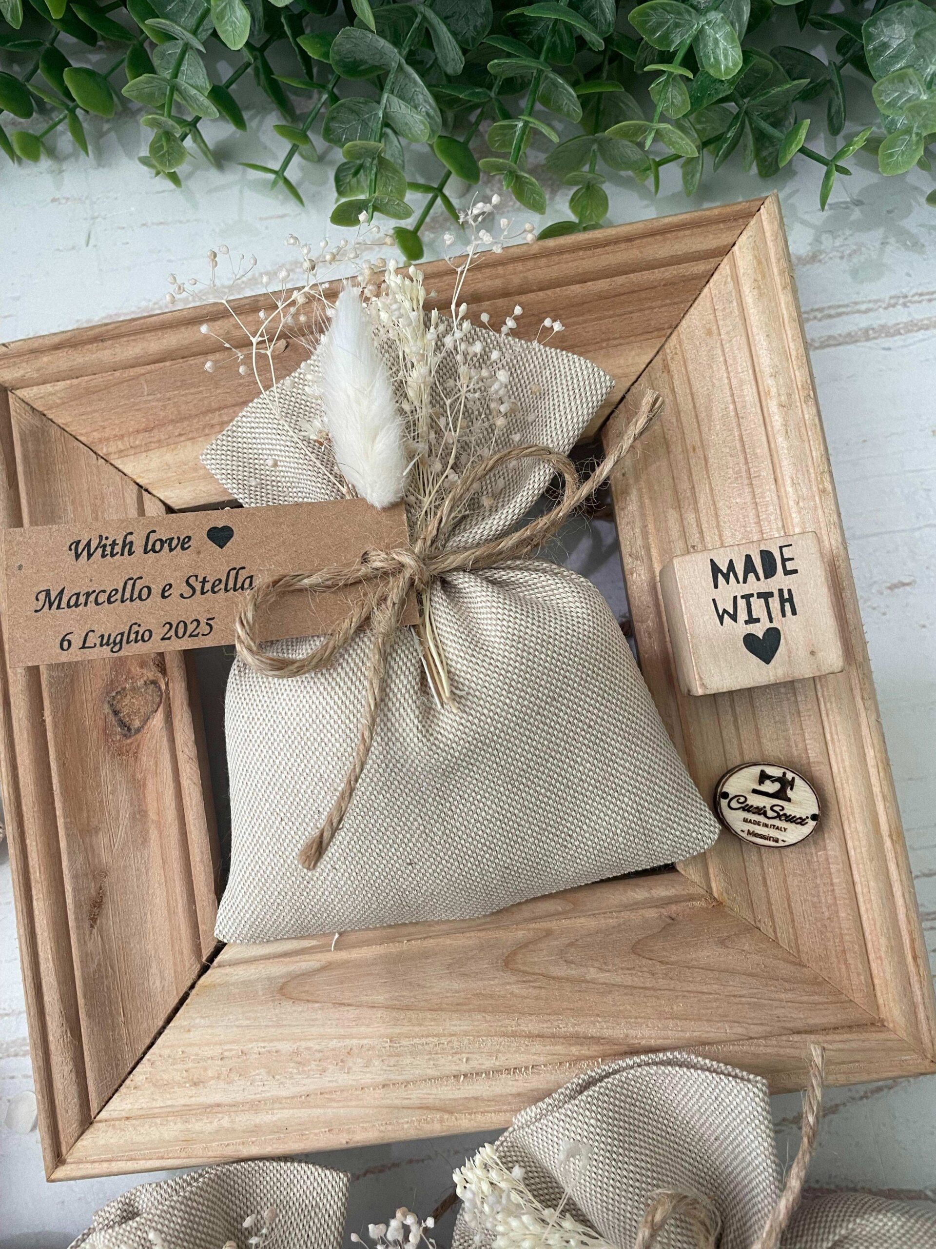 Sacchetto Sartoriale Colore Naturale con Fiori Essiccati - immagine 27