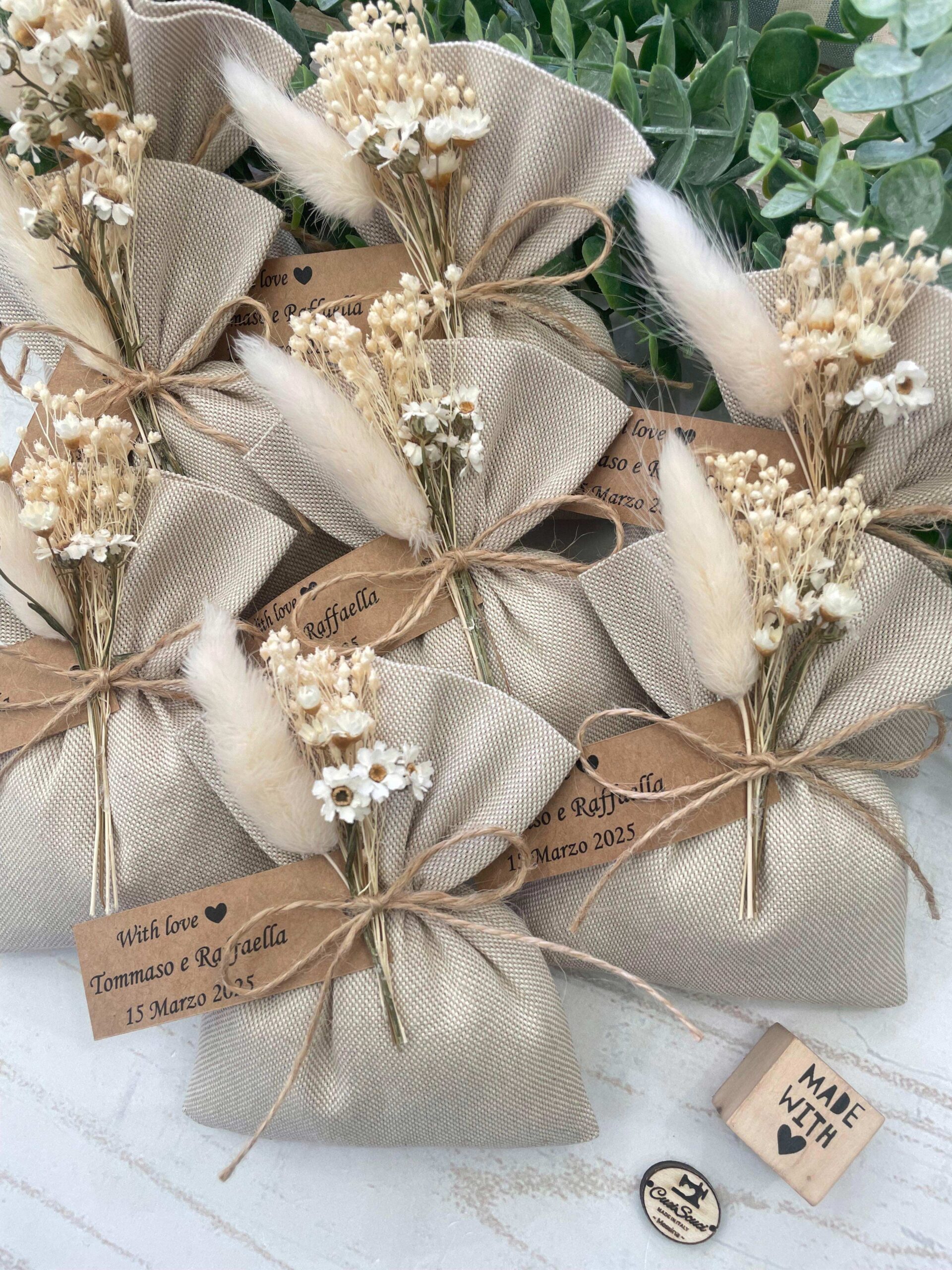 Sacchetto Sartoriale Colore Naturale con Fiori Essiccati - immagine 17