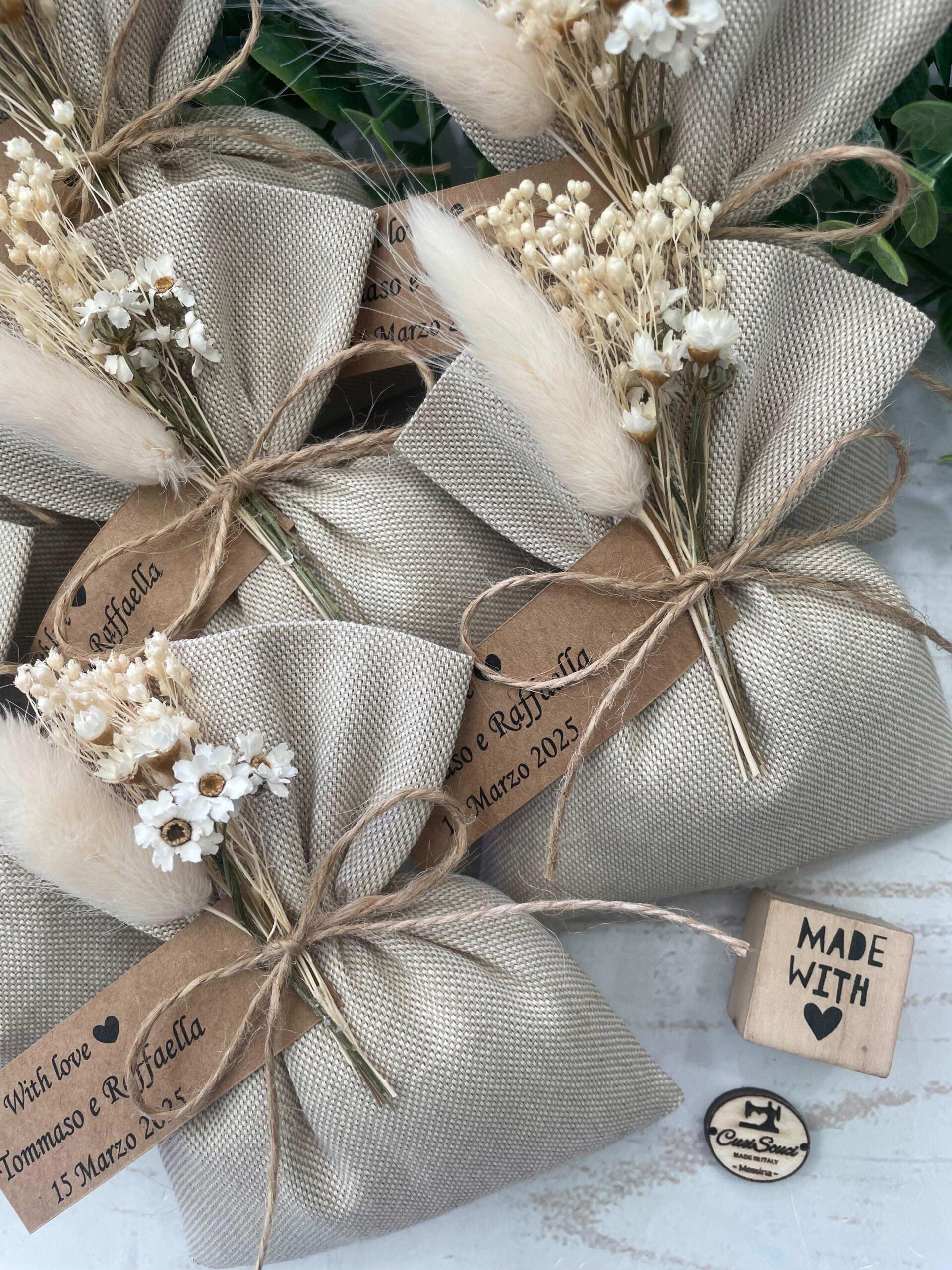 Sacchetto Sartoriale Colore Naturale con Fiori Essiccati - immagine 18