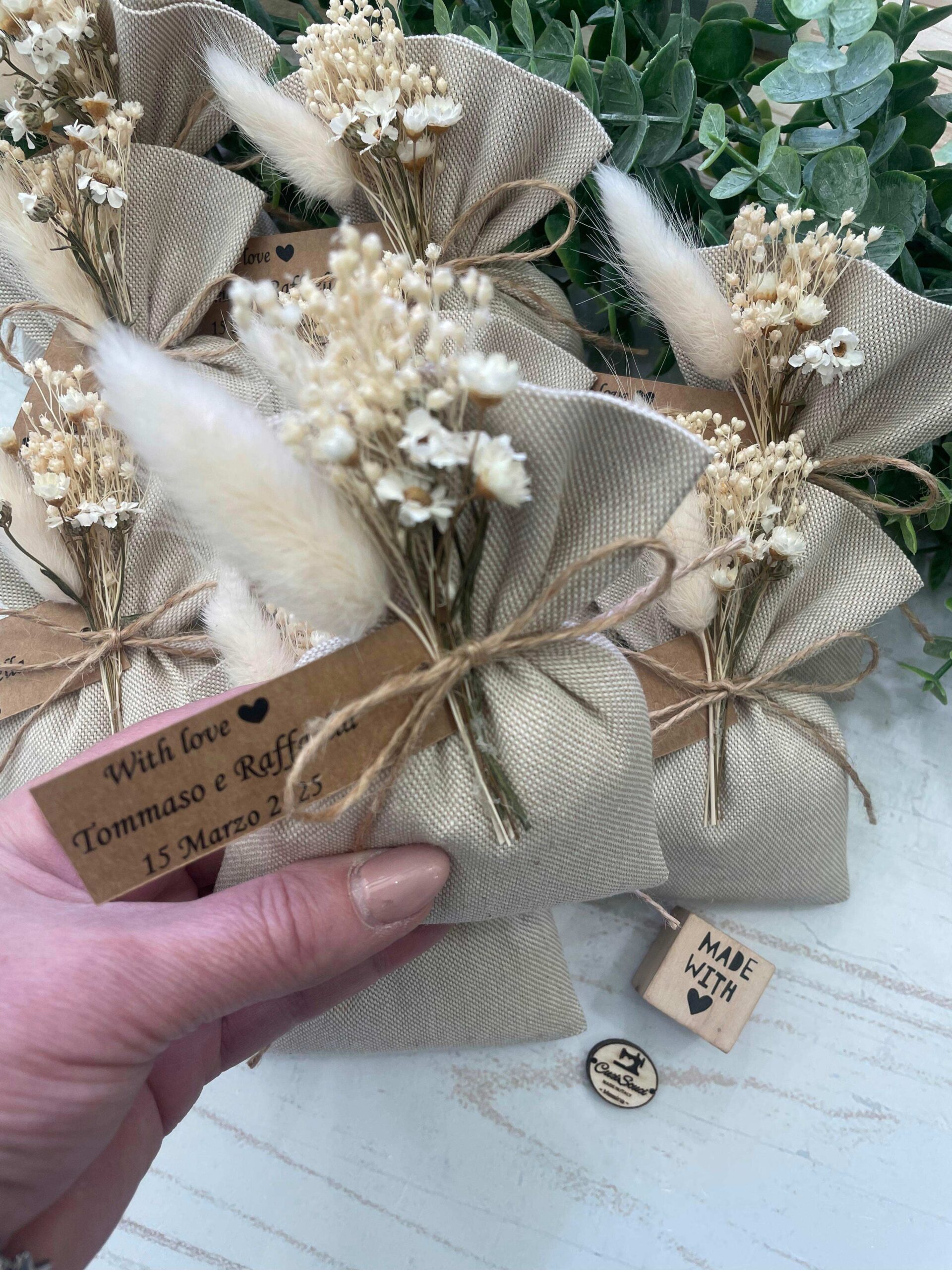 Sacchetto Sartoriale Colore Naturale con Fiori Essiccati - immagine 19