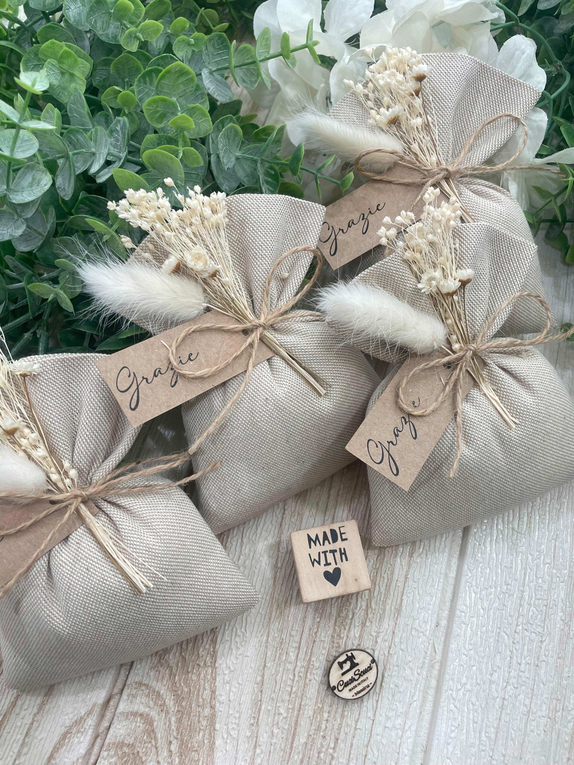 Sacchetto Sartoriale Colore Naturale con Fiori Essiccati - immagine 21