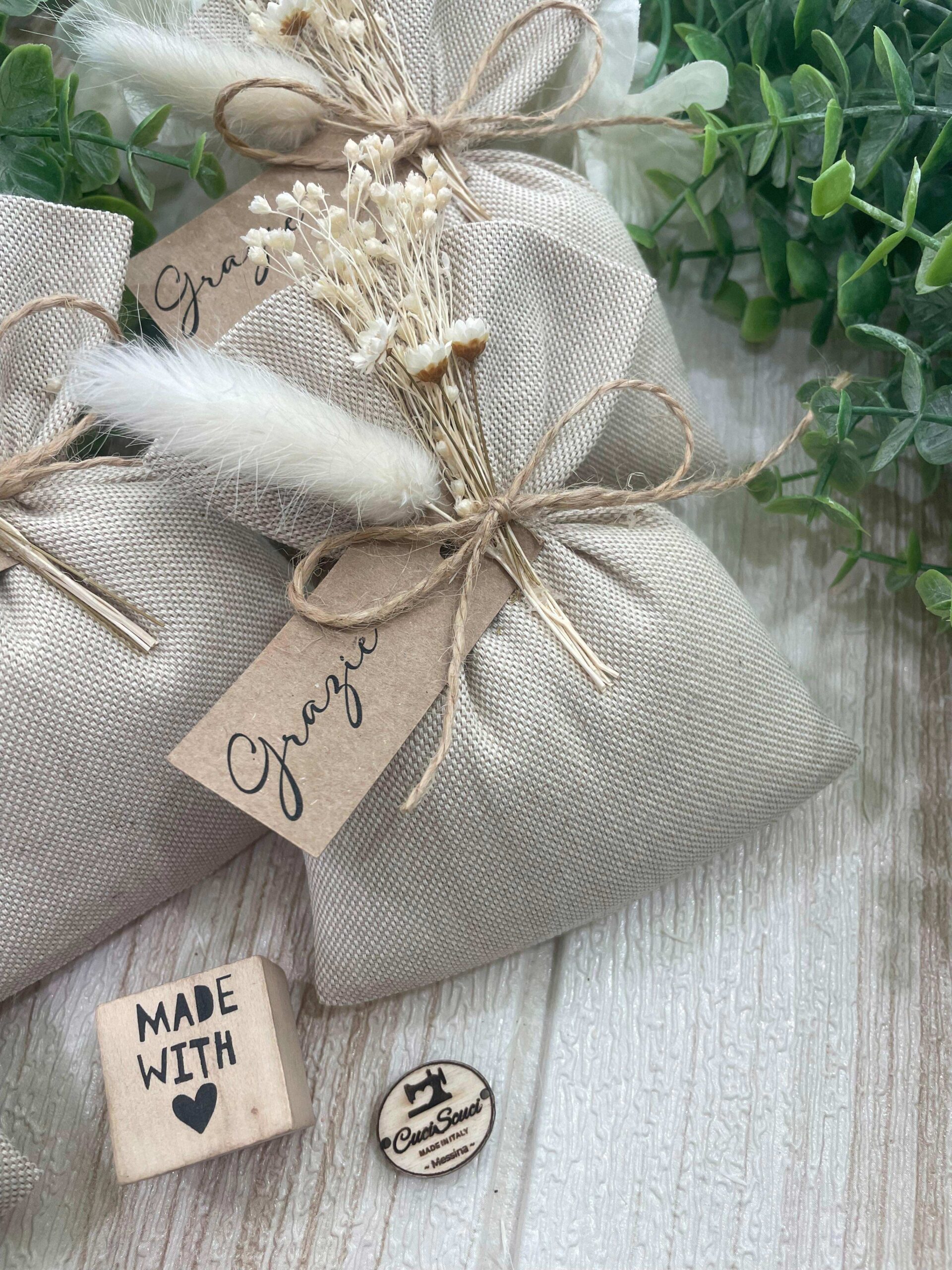 Sacchetto Sartoriale Colore Naturale con Fiori Essiccati - immagine 22