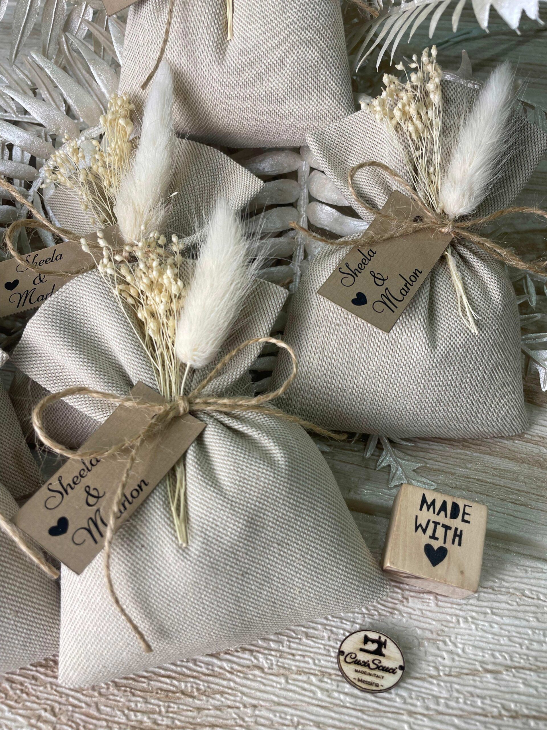 Sacchetto Sartoriale Colore Naturale con Fiori Essiccati - immagine 12