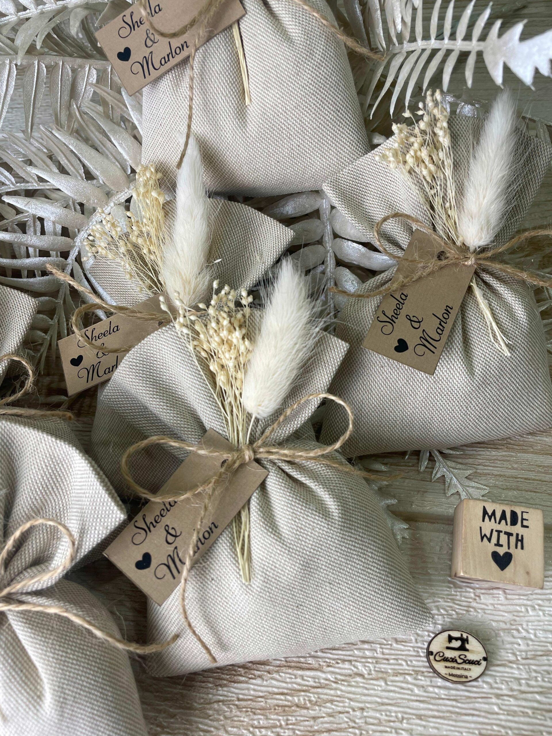 Sacchetto Sartoriale Colore Naturale con Fiori Essiccati - immagine 15