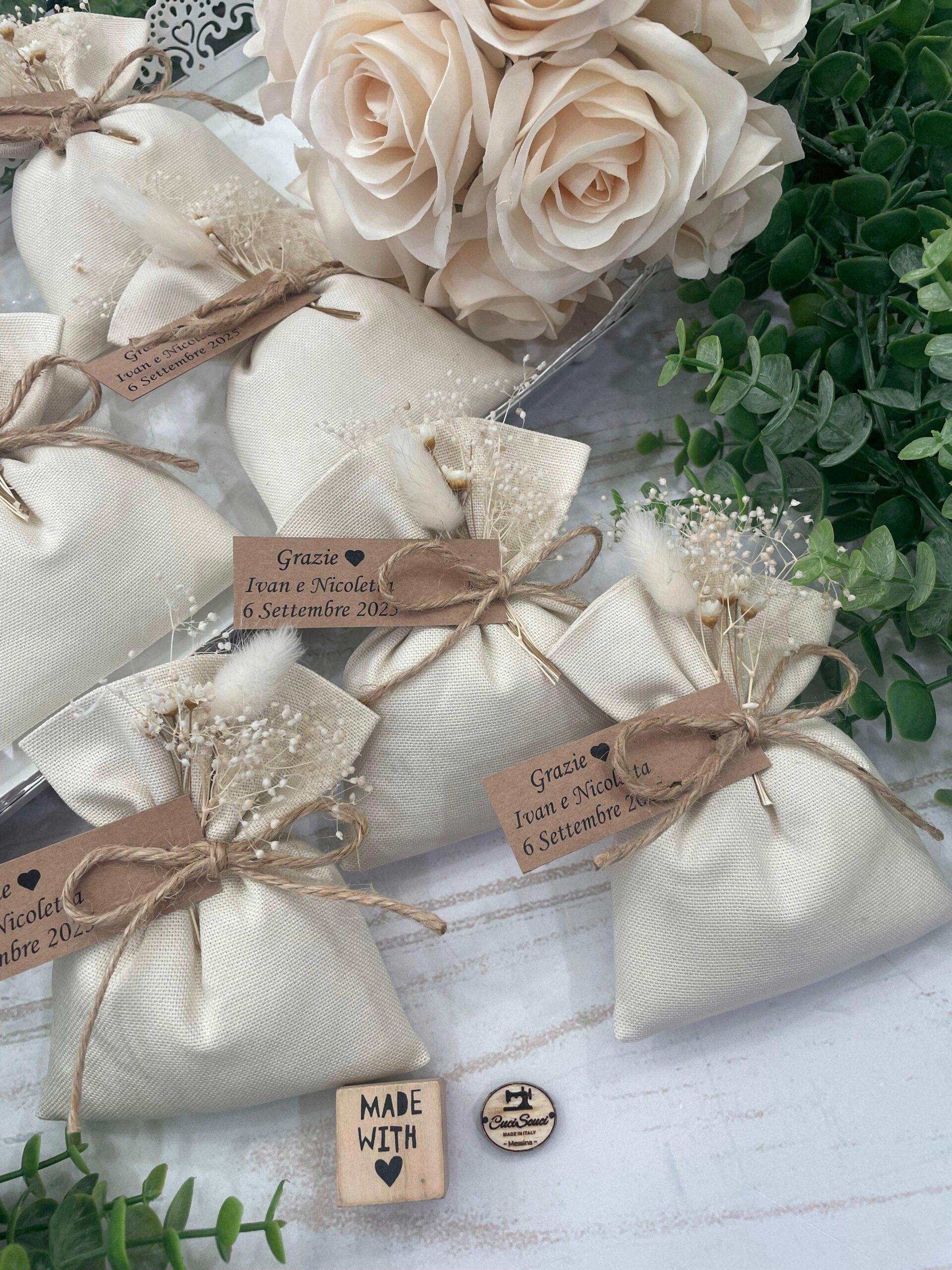 Sacchetto Sartoriale Colore Naturale con Fiori Essiccati - immagine 32