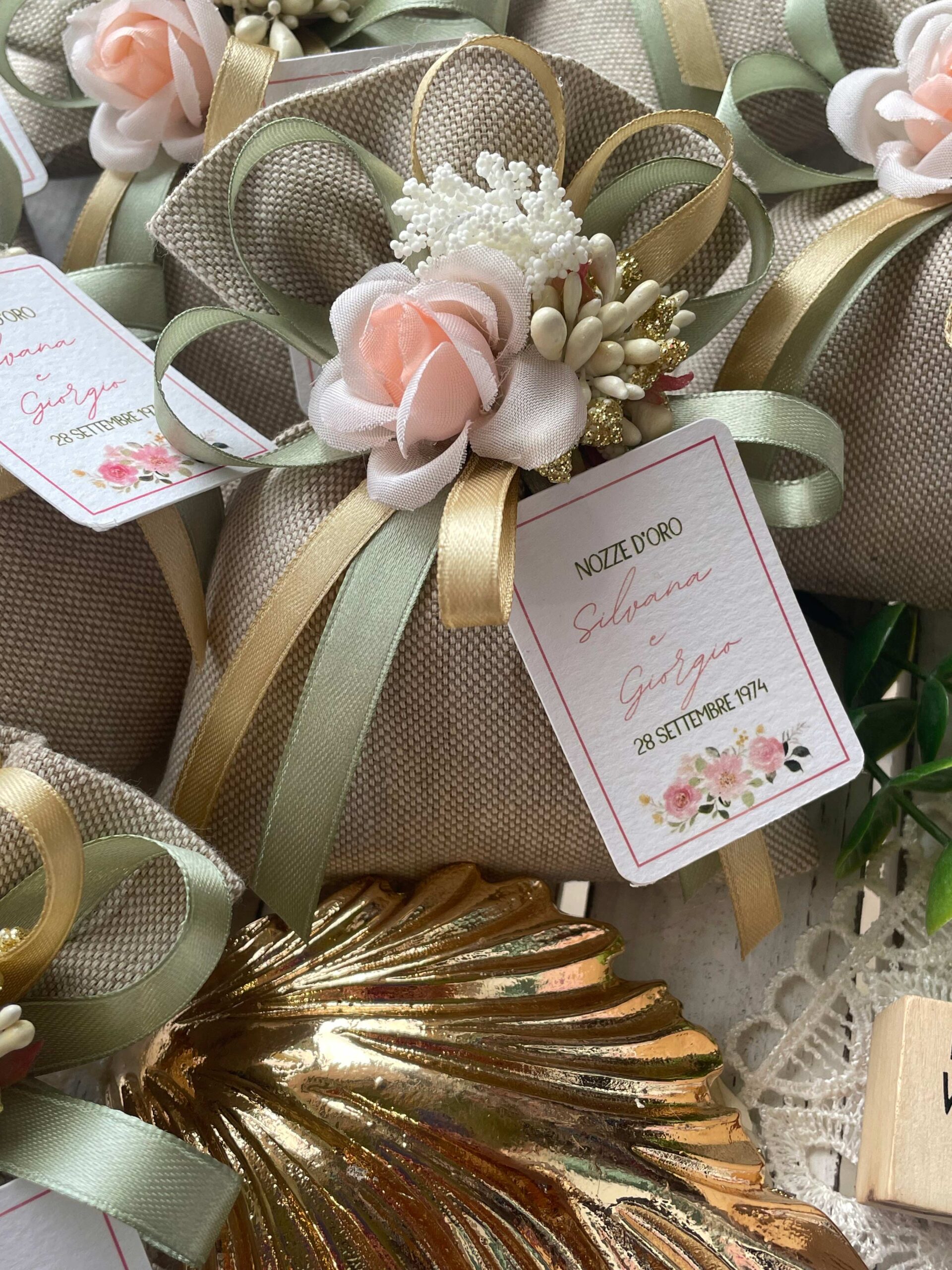 Sacchetto Sartoriale Colore Naturale con Fiori Assortiti - immagine 8