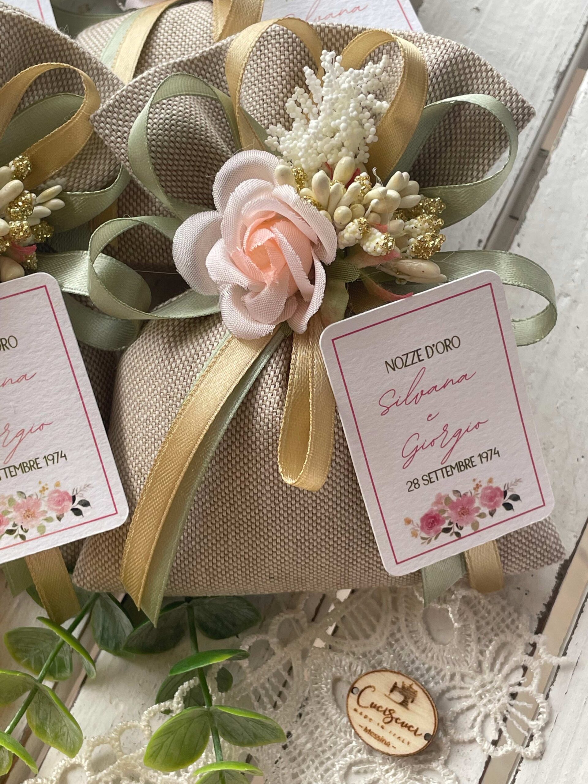 Sacchetto Sartoriale Colore Naturale con Fiori Assortiti - immagine 10