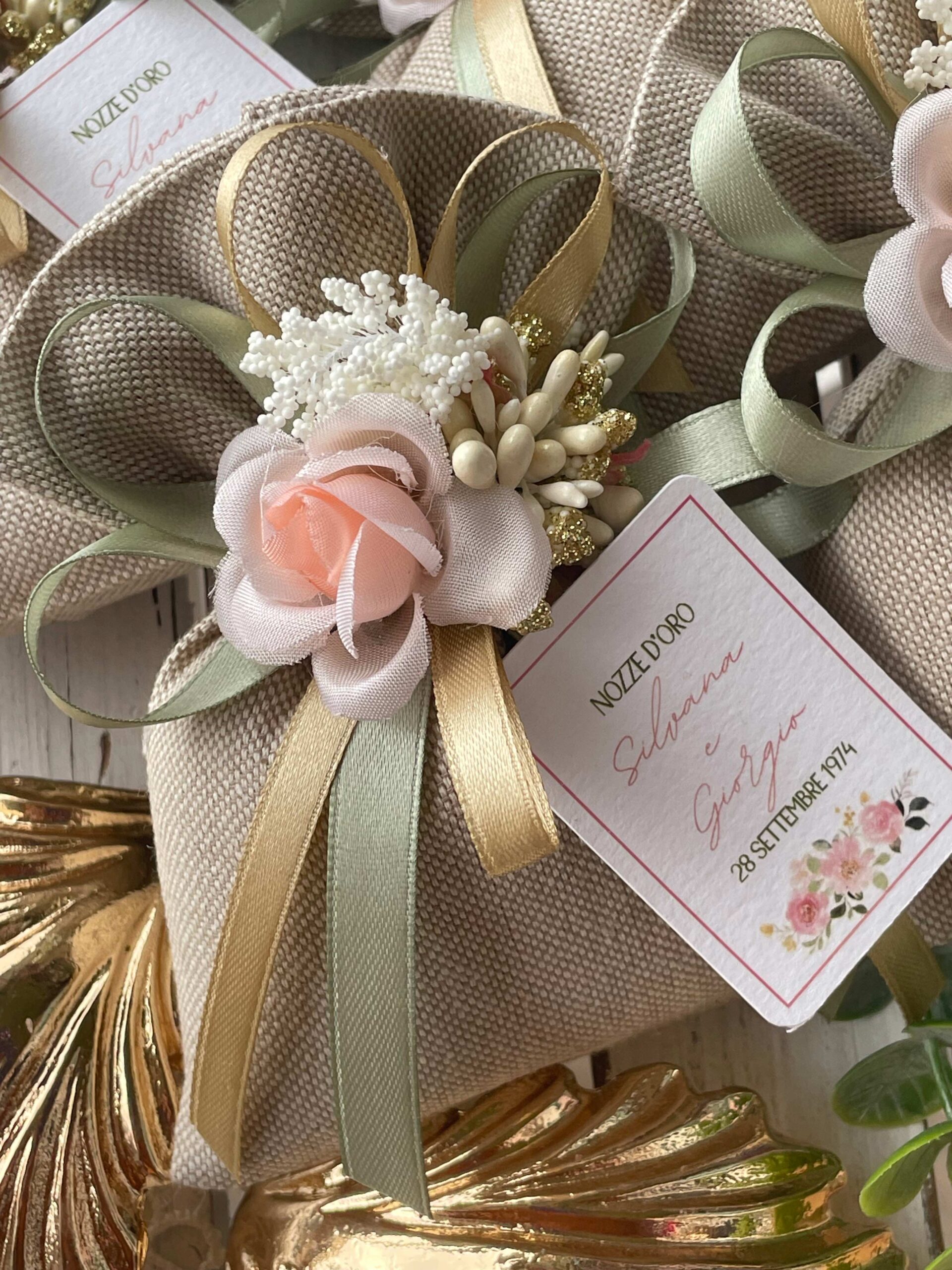 Sacchetto Sartoriale Colore Naturale con Fiori Assortiti - immagine 11