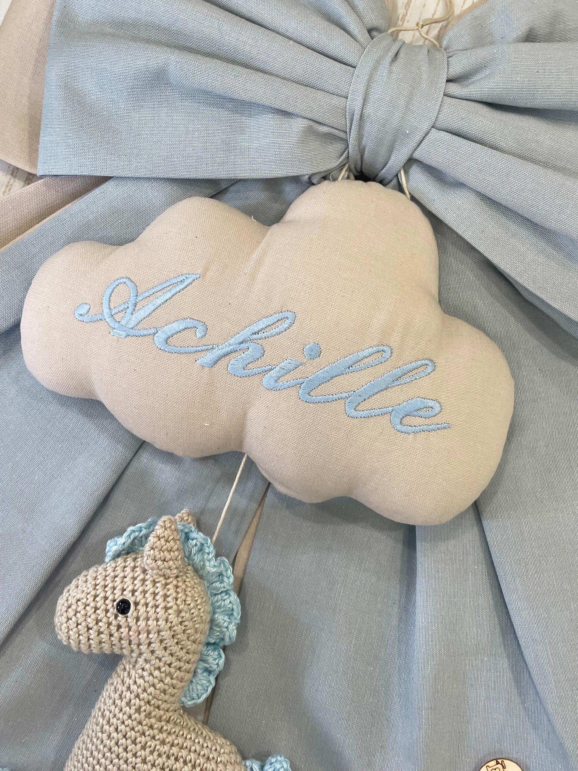 Fiocco Nascita Nuvola e Mandorla con Cavallino in Amigurumi - immagine 3