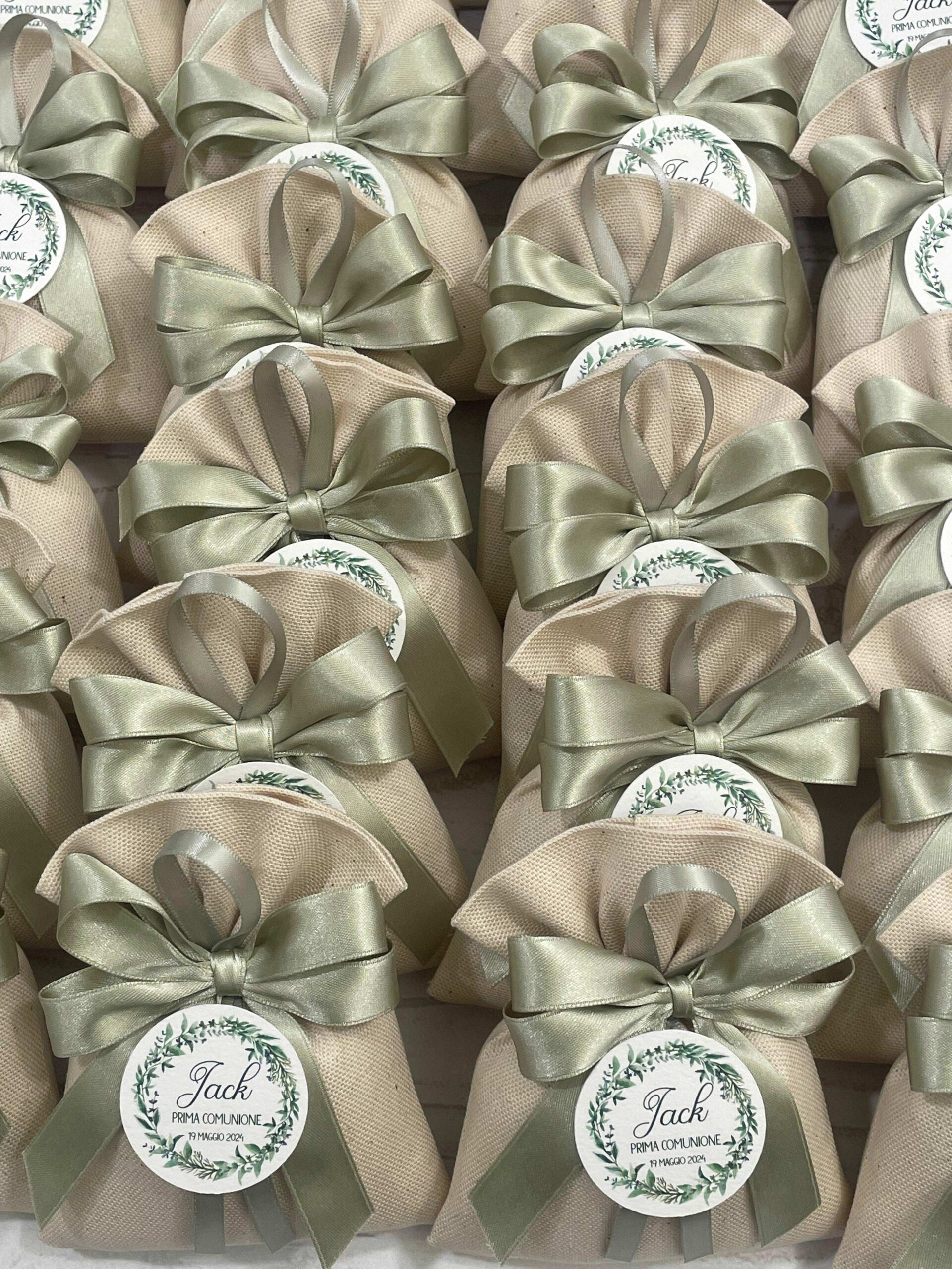 Sacchetto Sartoriale Panna con Doppio Fiocco e Tag Personalizzato - immagine 16