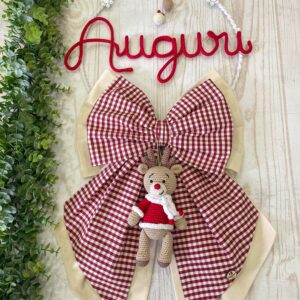 Fiocco Fuoriporta Natalizio con Renna Amigurumi