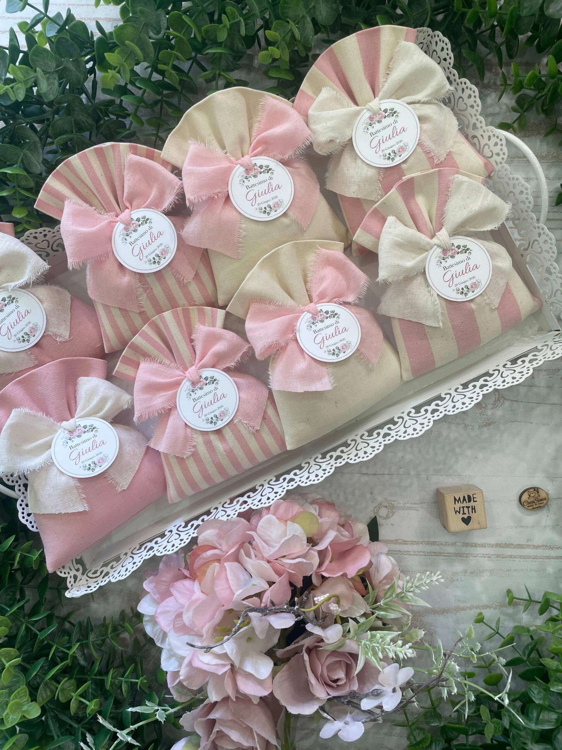 Sacchetto Sartoriale Rosa Baby e Panna con Tag Personalizzato - immagine 39