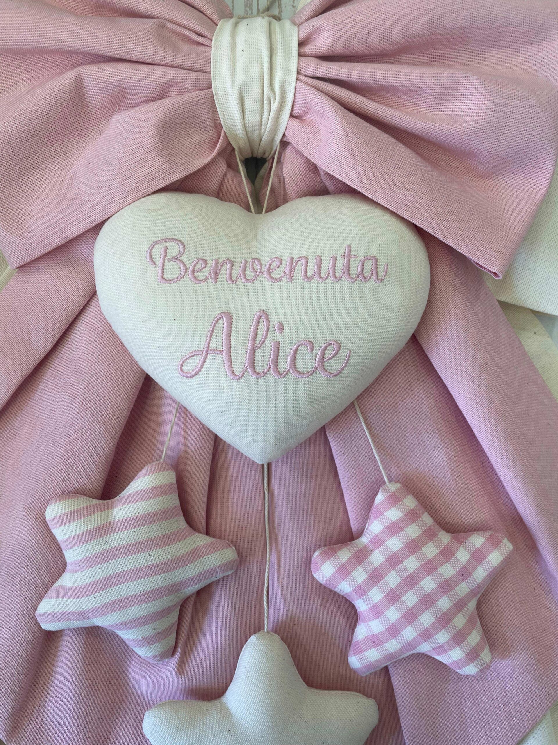 Fiocco Nascita Bimba Rosa Baby e Panna con Ricamo Personalizzato - immagine 10
