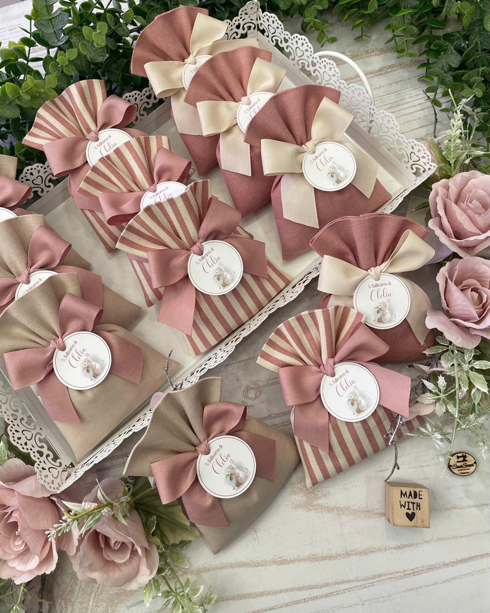 Sacchetto Sartoriale Rosa Antico e Mandorla con Tag Personalizzato - immagine 24