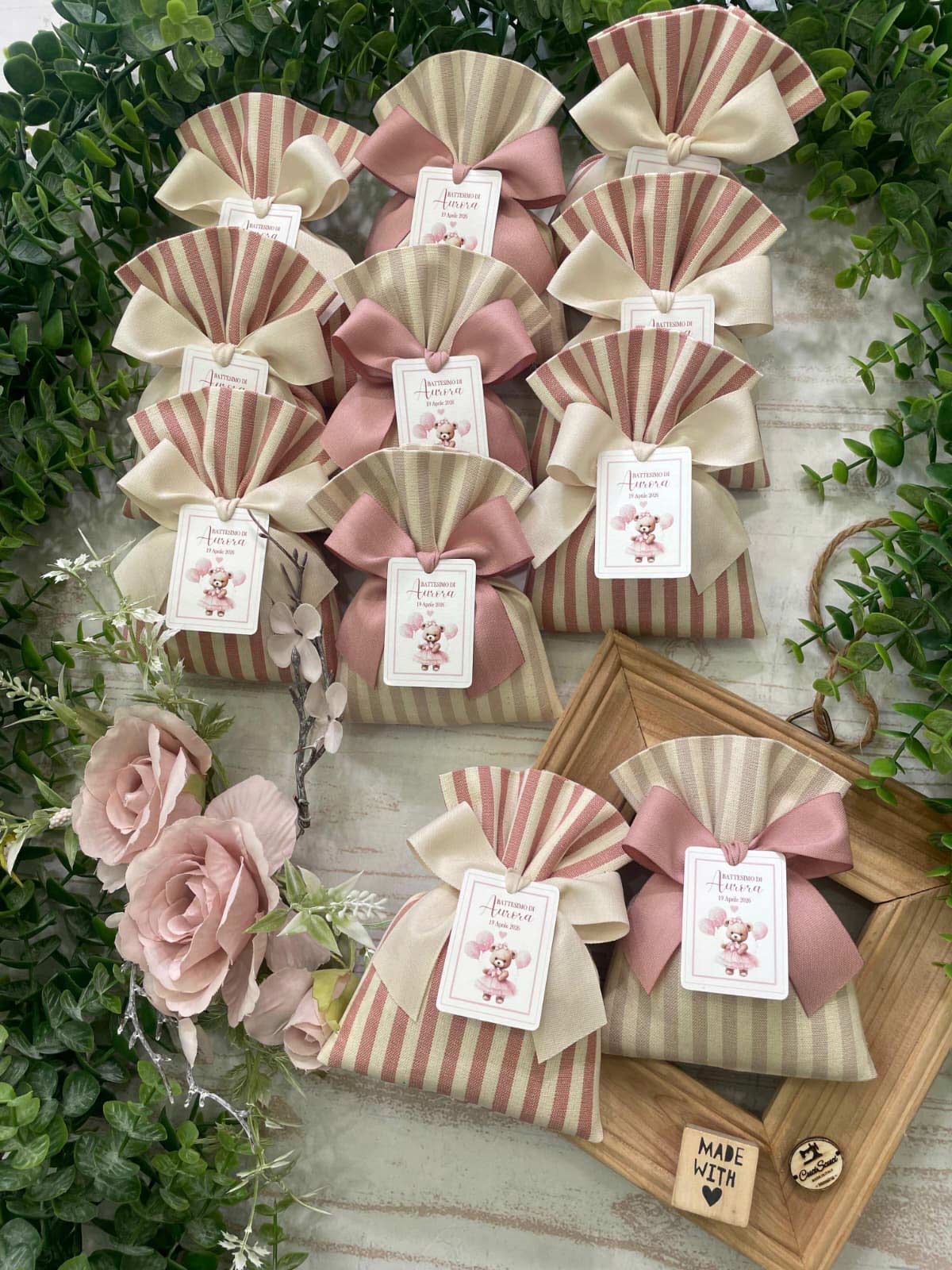 Sacchetto Sartoriale Rosa Antico e Mandorla con Tag Personalizzato - immagine 28