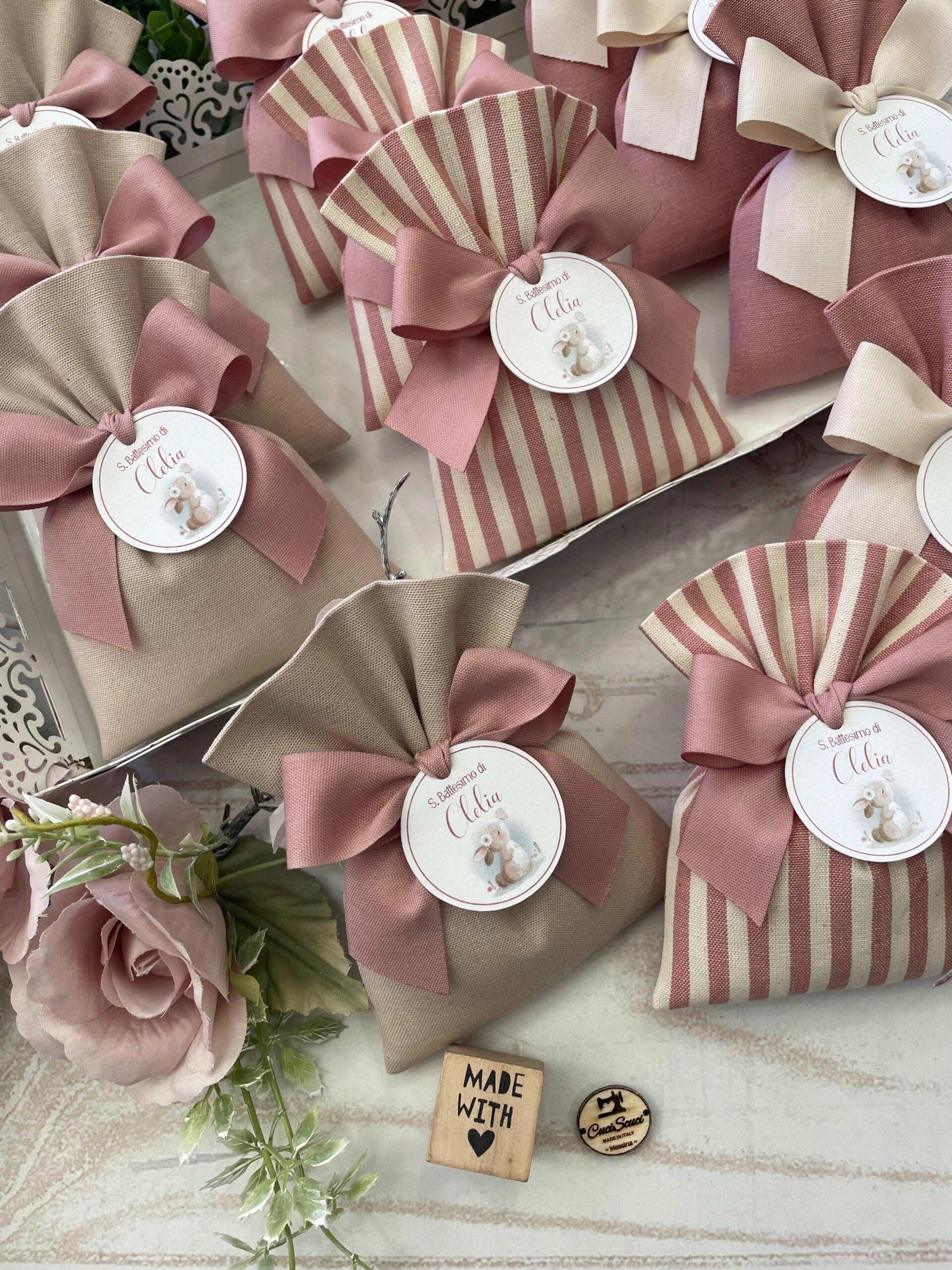 Sacchetto Sartoriale Rosa Antico e Mandorla con Tag Personalizzato - immagine 25