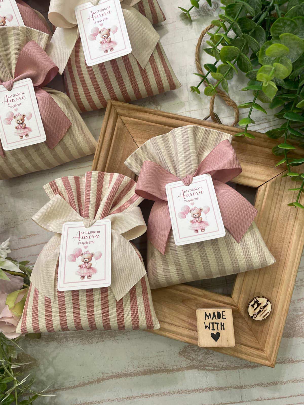 Sacchetto Sartoriale Rosa Antico e Mandorla con Tag Personalizzato - immagine 29