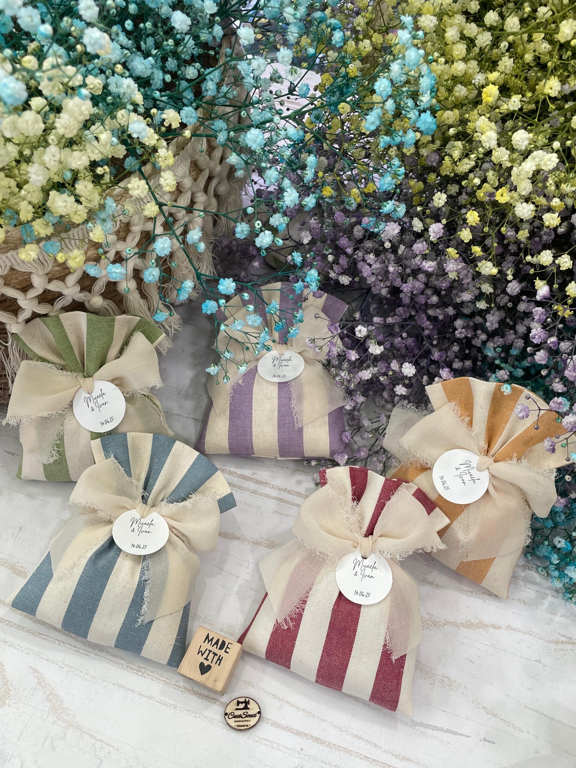 Sacchetto Sartoriale Colori Assortiti con Tag Personalizzato