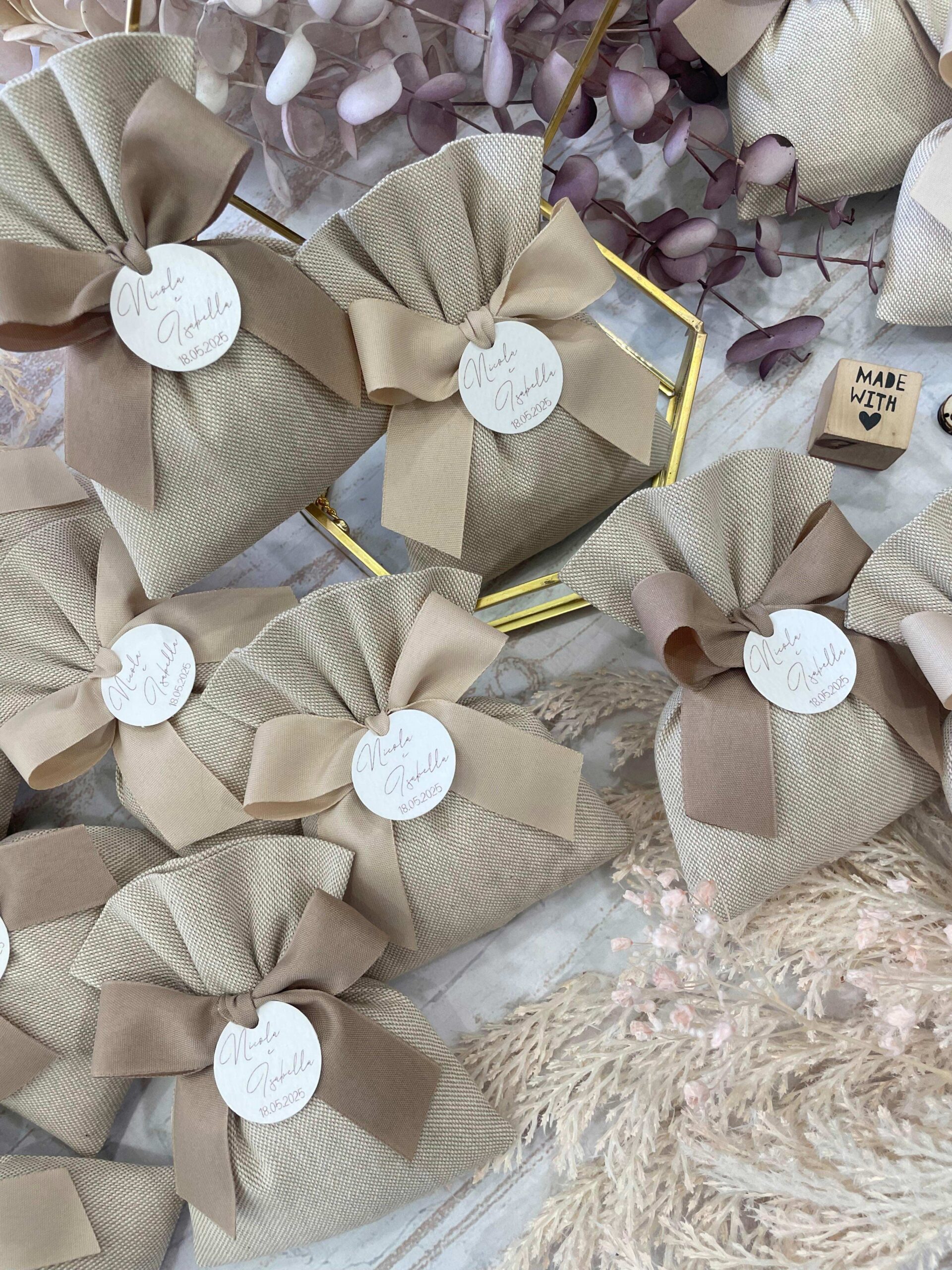 Sacchetto Sartoriale Colore Naturale con Tag Personalizzato