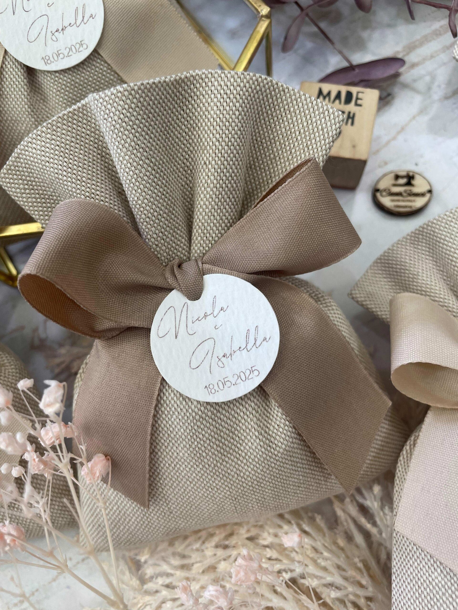 Sacchetto Sartoriale Colore Naturale con Tag Personalizzato - immagine 2