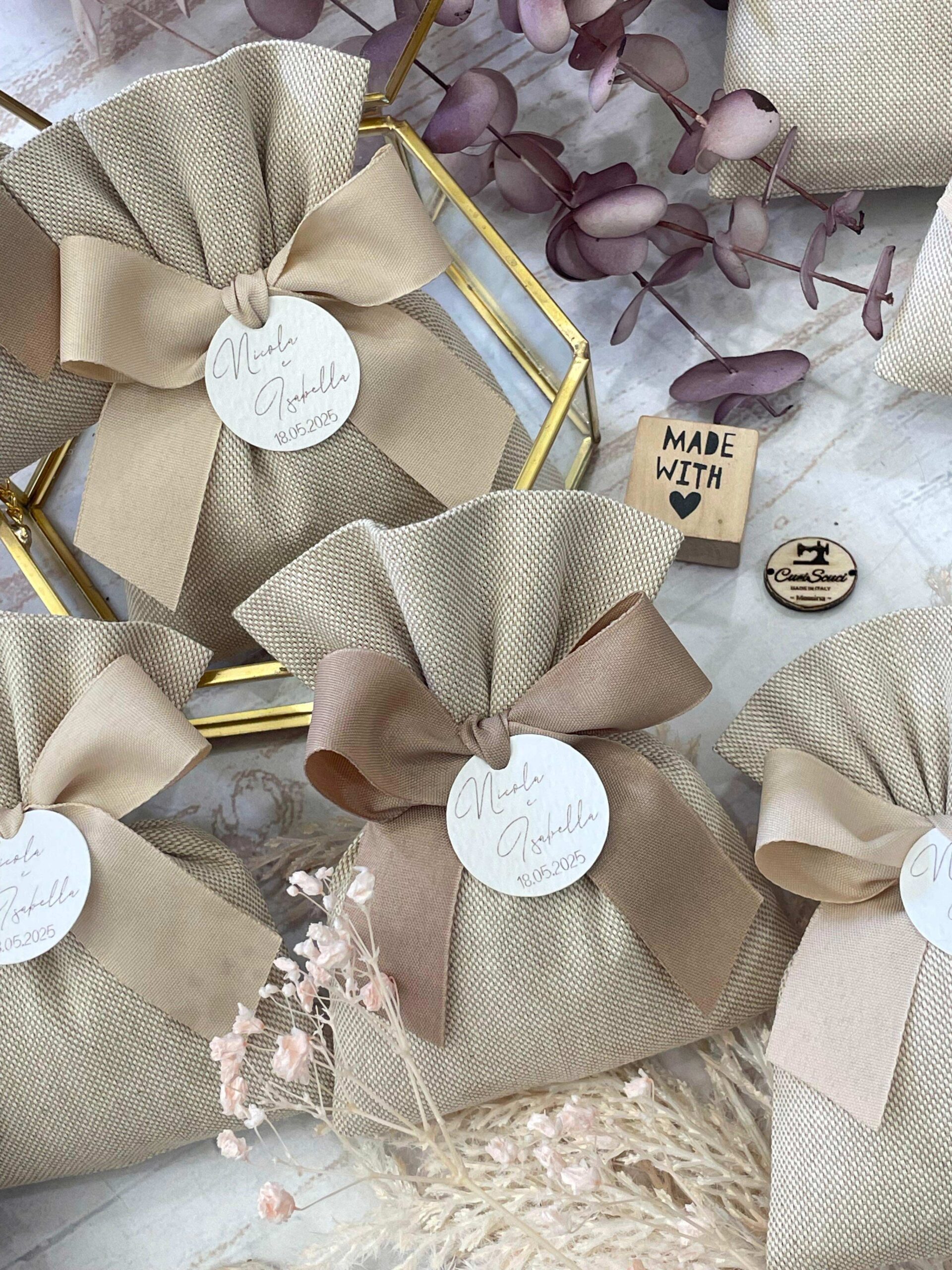 Sacchetto Sartoriale Colore Naturale con Tag Personalizzato - immagine 4