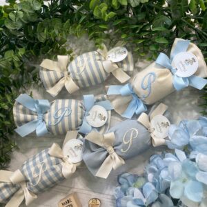 Sacchetto Sartoriale Caramella Nuvola e Greggio con Ricamo Iniziale