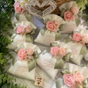 Sacchetto Sartoriale Seta con Applicazione Fiori con Ricamo