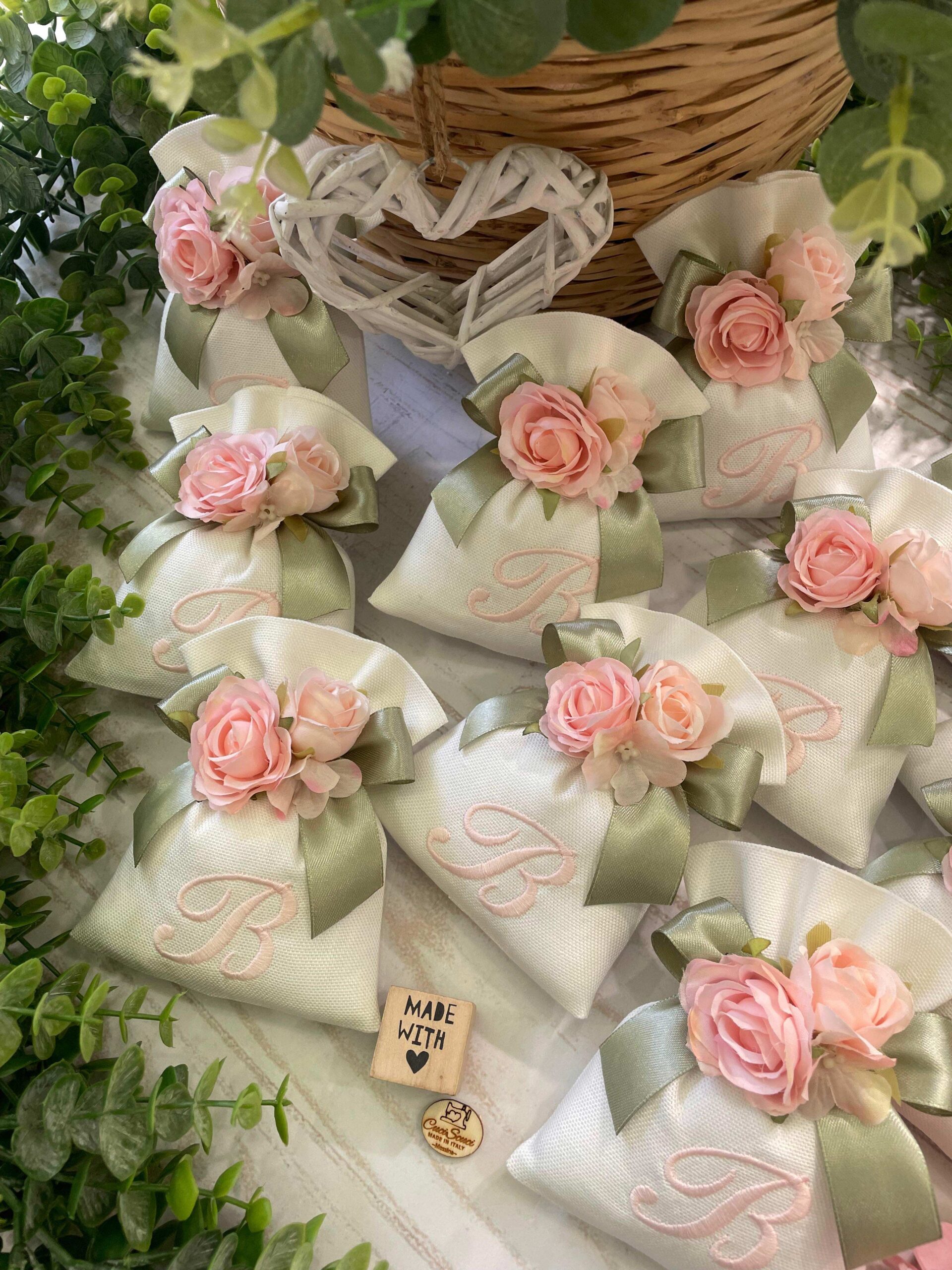 Sacchetto Sartoriale Seta con Applicazione Fiori con Ricamo