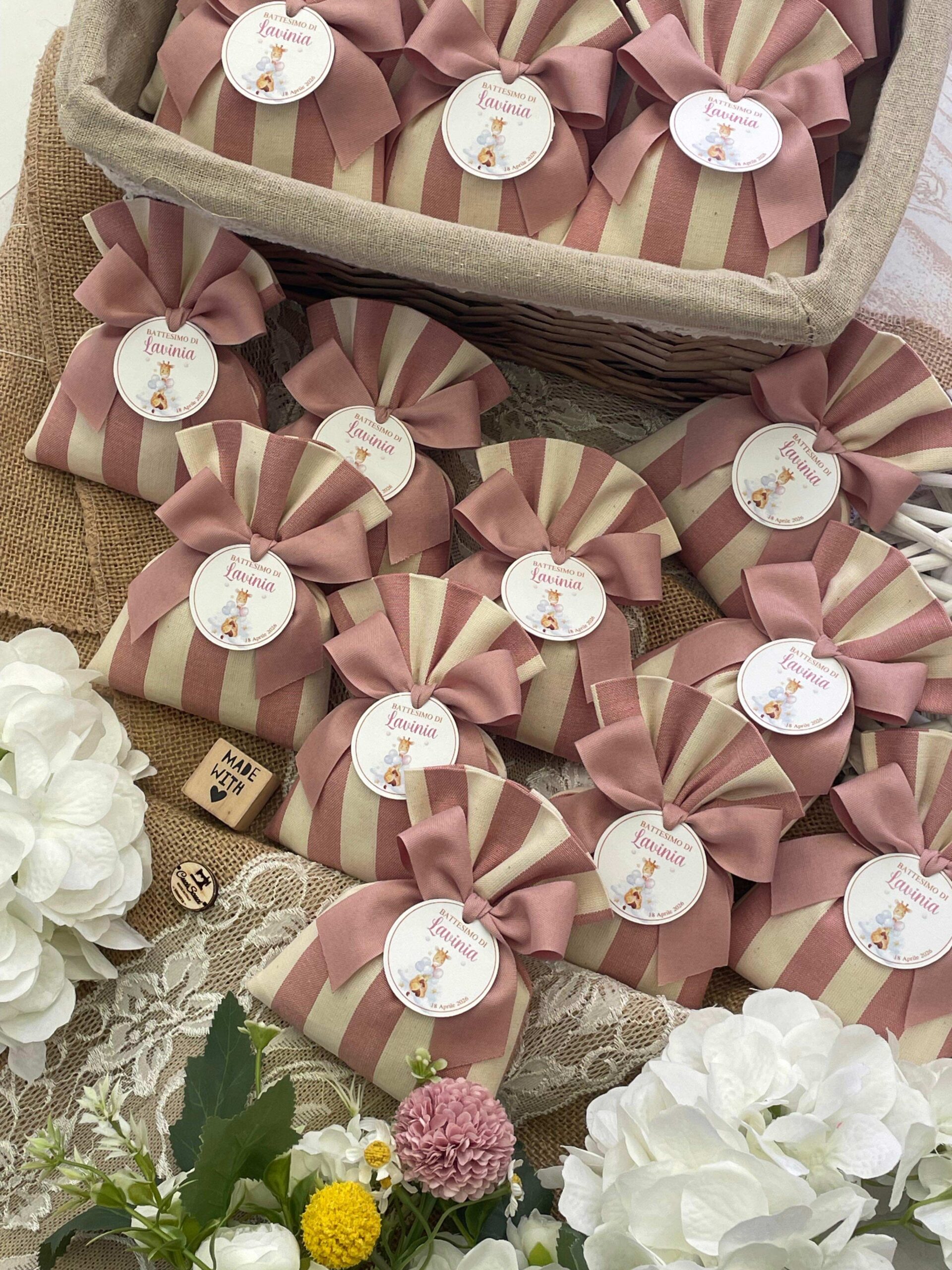 Sacchetto Sartoriale Rosa Antico e Panna con Tag Personalizzato - immagine 8