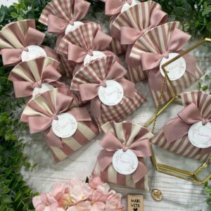 Sacchetto Sartoriale Rosa Antico e Panna con Tag Personalizzato