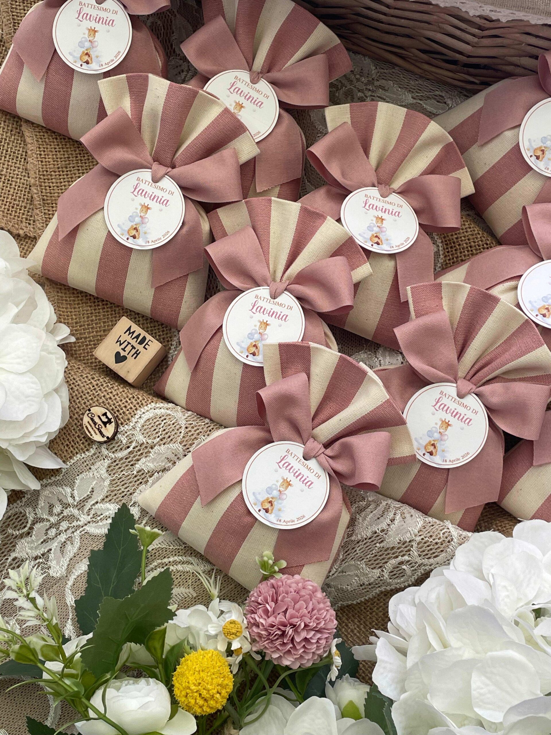 Sacchetto Sartoriale Rosa Antico e Panna con Tag Personalizzato - immagine 9