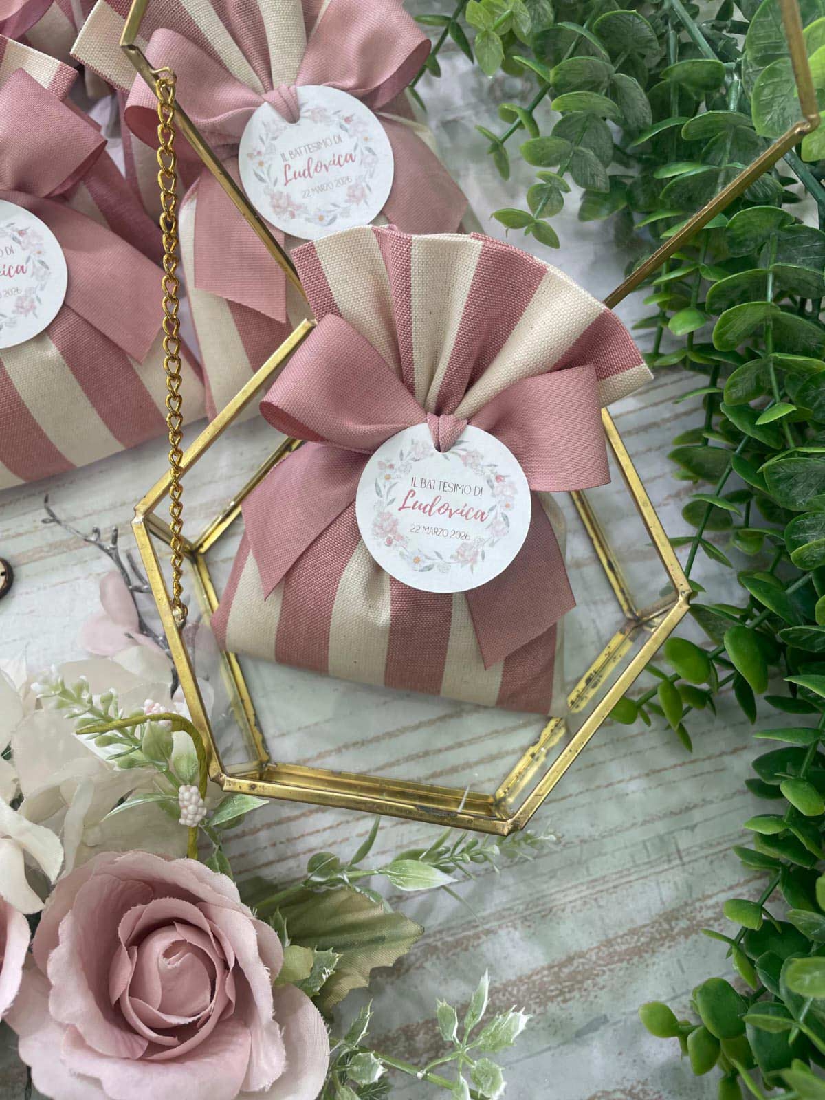 Sacchetto Sartoriale Rosa Antico e Panna con Tag Personalizzato - immagine 14