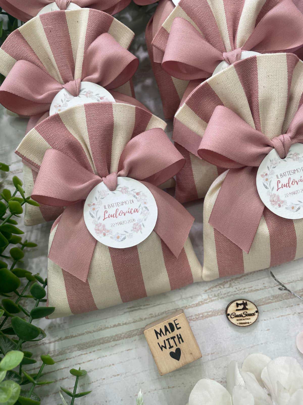 Sacchetto Sartoriale Rosa Antico e Panna con Tag Personalizzato - immagine 15