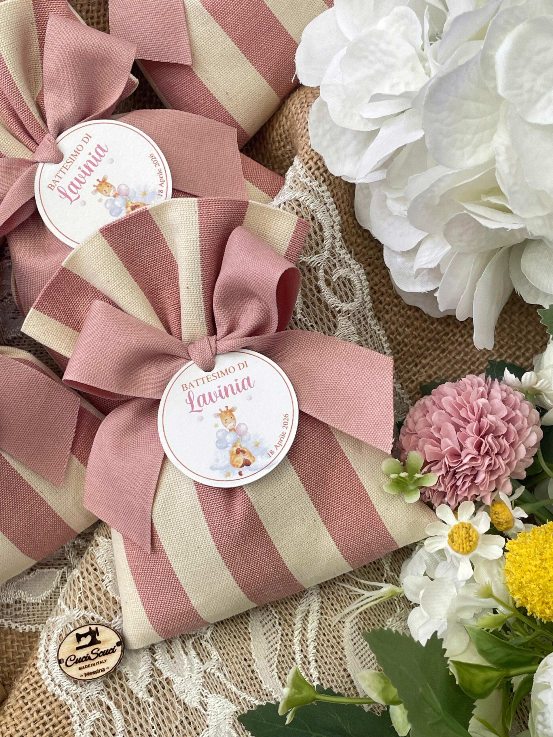 Sacchetto Sartoriale Rosa Antico e Panna con Tag Personalizzato - immagine 11