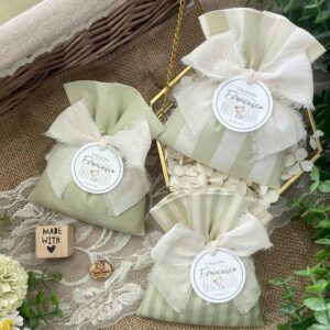 Sacchetto Sartoriale Verde Olio con Tag Personalizzato