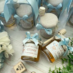 Barattolo di Miele con Etichetta Tema Orsetto con Palloncini "Confezione Basic"