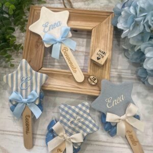 Bastoncino con Stellina Personalizzato Azzurro Polvere con Nome o Iniziale