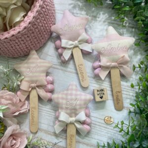 Bastoncino con Stellina Personalizzato Rosa Cipria con Nome o Iniziale
