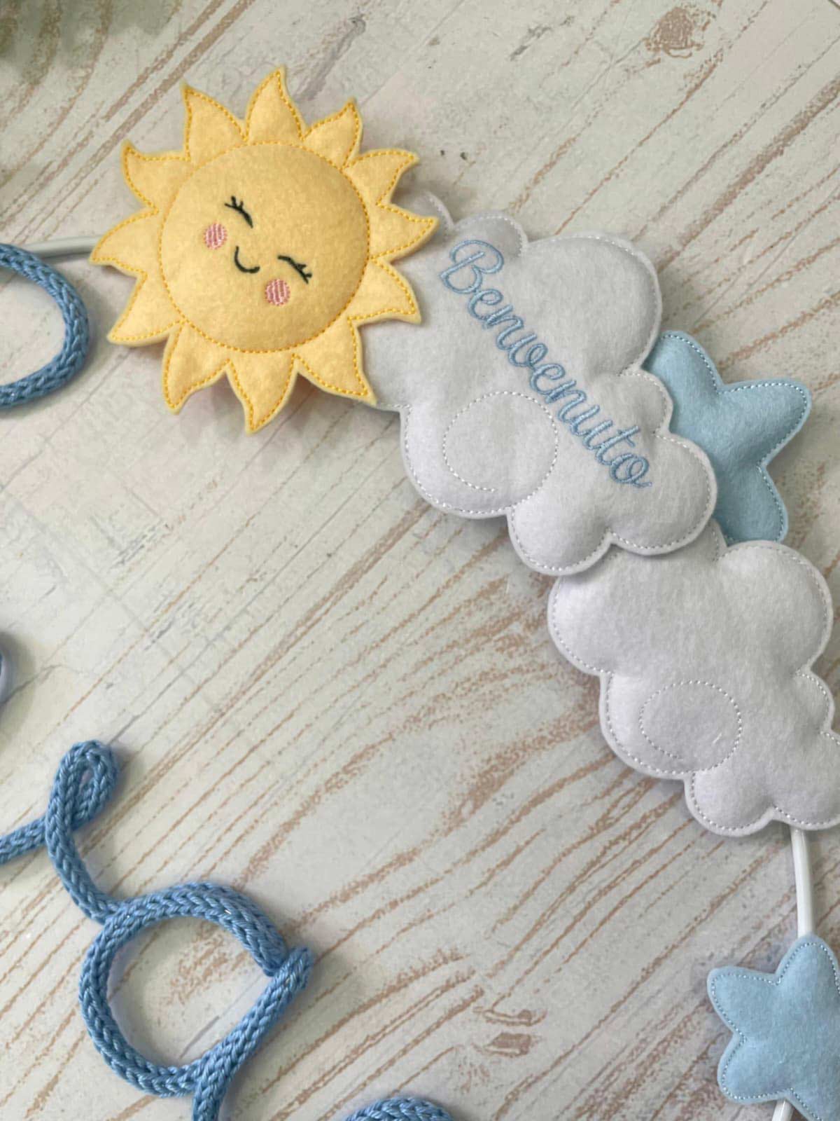 Fiocco Nascita Doppio Fiocco Azzurro e Panna con Nome in Tricotin e Orsetto Marinaio - immagine 6