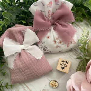 Sacchetto Sartoriale Rosa Antico e Bianco Fantasia Fiori