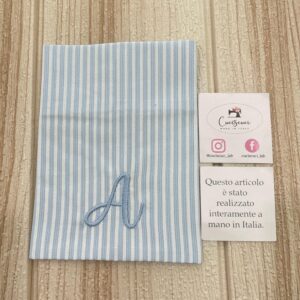 Maxi Sacchetto Vuoto Rigatino Celeste con Ricamo