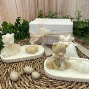 Candela Orsetto in Cera h 6,5 con Nuvoletta e Vassoio - Margot