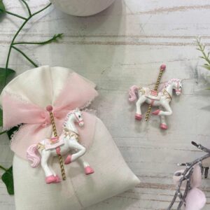 Cavallino Decorativo in Resina Rosa e Oro