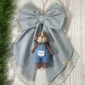 Fiocco Nascita Doppio Fiocco Nuvola con Cagnolino in Amigurumi